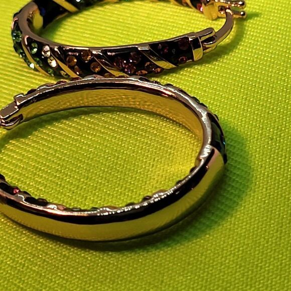 David, New, 18Kt Rose Gold Plated Austrian Crystal Inside Outside Hoop Earrings - Picture 6 of 6